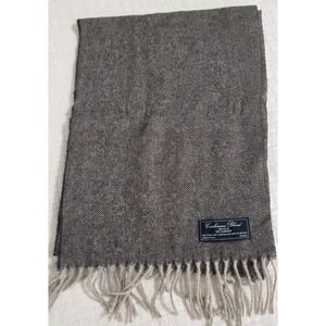 Linea Emmeti‎ Scarf Gray Brown Herringbone Cashmere Wool Blend Made In Italy NEW